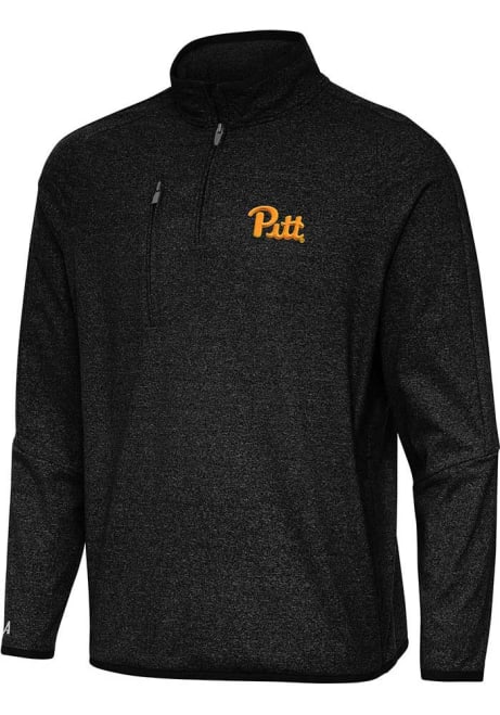 Mens Pitt Panthers Black Antigua Certain Qtr Zip Pullover