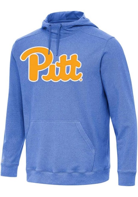 Mens Pitt Panthers Blue Antigua Full Front Cloud Hooded Sweatshirt