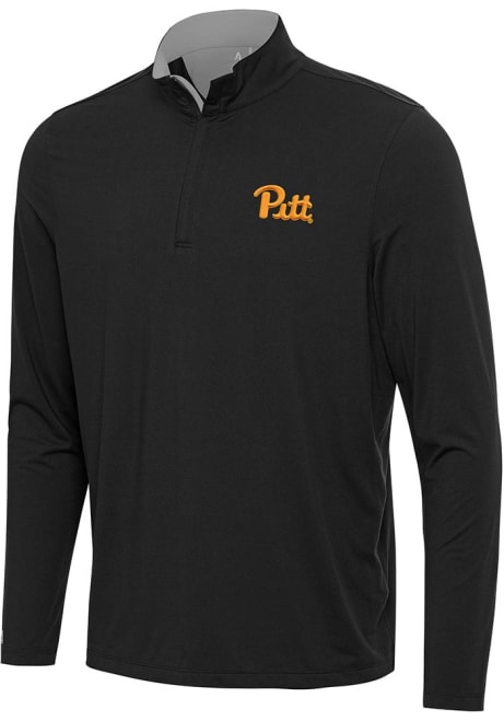 Mens Pitt Panthers Black Antigua Content Qtr Zip Pullover