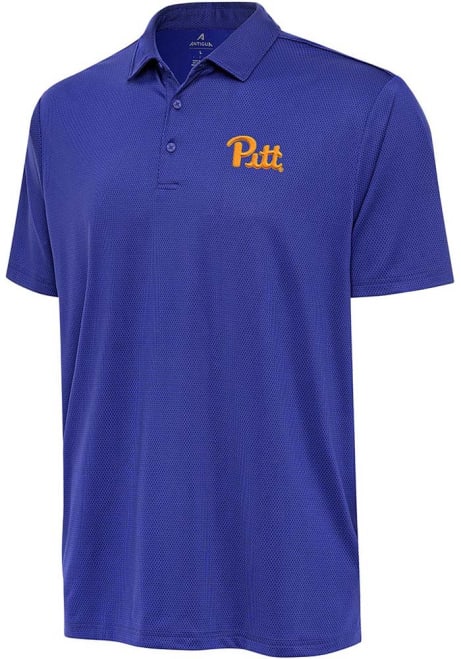 Mens Pitt Panthers Blue Antigua Ellipse Short Sleeve Polo Shirt