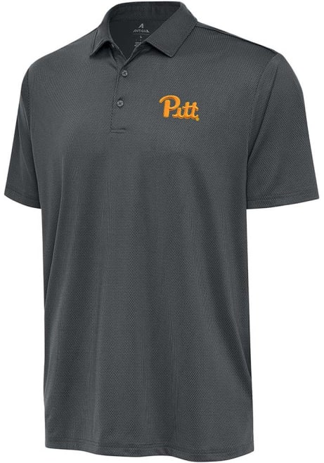 Mens Pitt Panthers Grey Antigua Ellipse Short Sleeve Polo Shirt