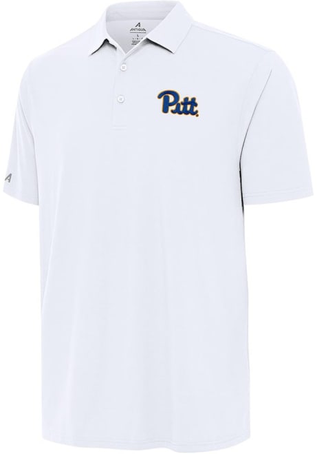 Mens Pitt Panthers White Antigua Era Short Sleeve Polo Shirt