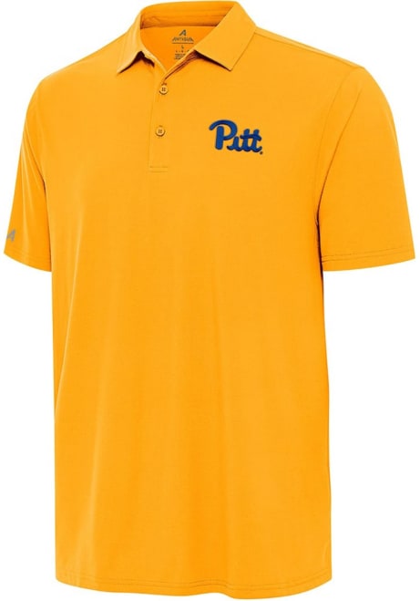 Mens Pitt Panthers Gold Antigua Era Short Sleeve Polo Shirt