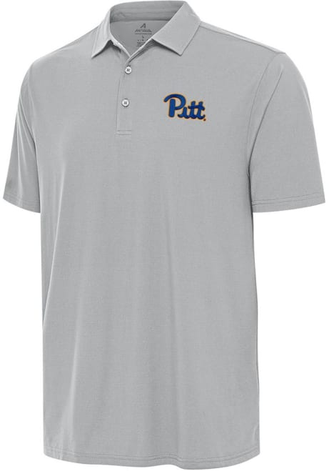 Mens Pitt Panthers Grey Antigua Era Short Sleeve Polo Shirt