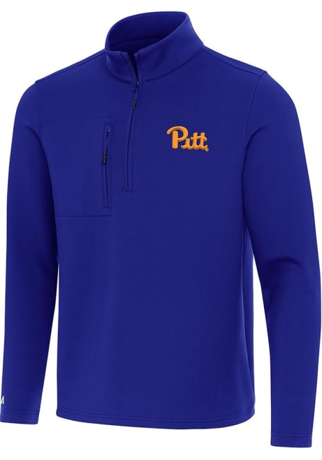 Mens Pitt Panthers Blue Antigua Insider Qtr Zip Pullover