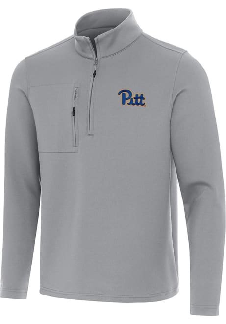 Mens Pitt Panthers Grey Antigua Insider Qtr Zip Pullover