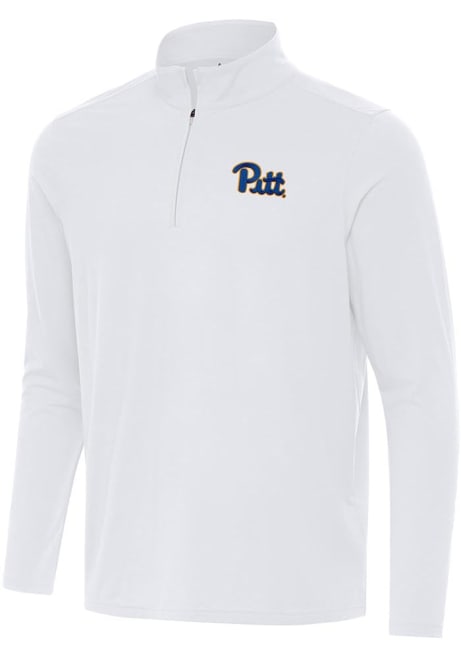 Mens Pitt Panthers White Antigua Intent Qtr Zip Pullover