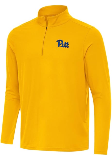 Mens Pitt Panthers Gold Antigua Intent Qtr Zip Pullover