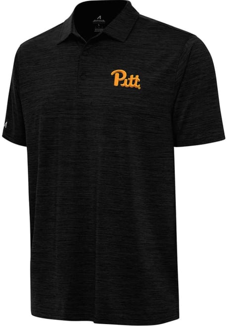 Mens Pitt Panthers Black Antigua Layout Short Sleeve Polo Shirt