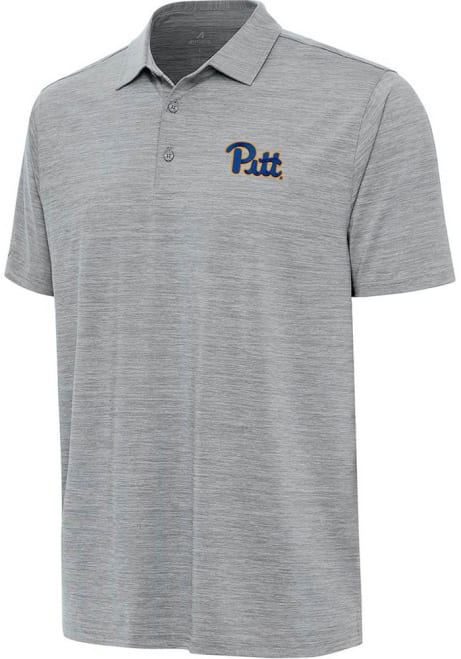 Mens Pitt Panthers Grey Antigua Layout Short Sleeve Polo Shirt