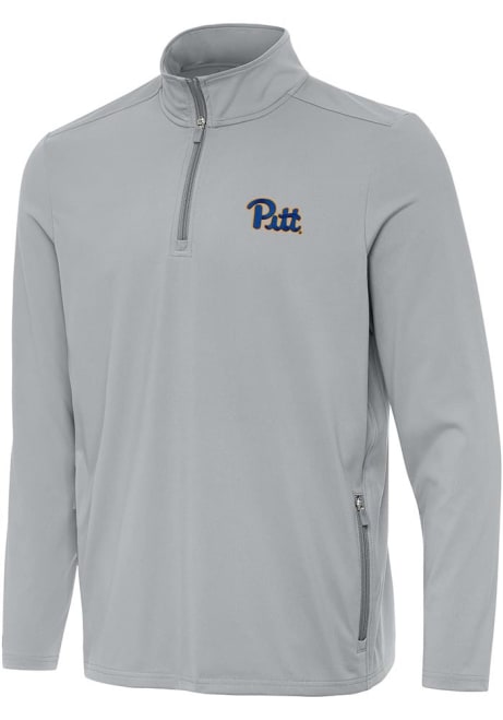 Mens Pitt Panthers Grey Antigua Perilous Qtr Zip Pullover