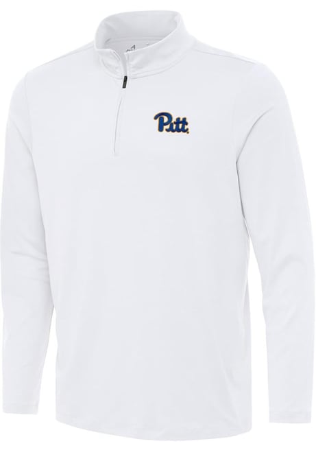 Mens Pitt Panthers White Antigua Reprocess Recycled Qtr Zip Pullover