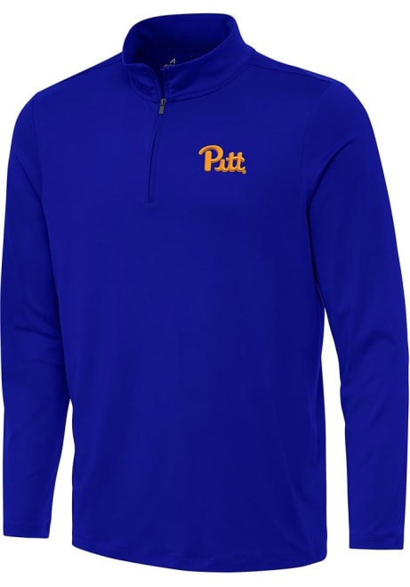 Mens Pitt Panthers Blue Antigua Reprocess Recycled Qtr Zip Pullover