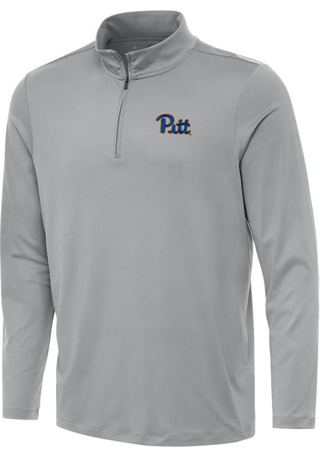 Mens Pitt Panthers Grey Antigua Reprocess Recycled Qtr Zip Pullover