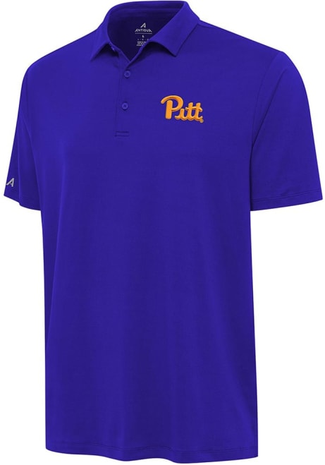 Mens Pitt Panthers Blue Antigua Reprocess Recycled Short Sleeve Polo Shirt