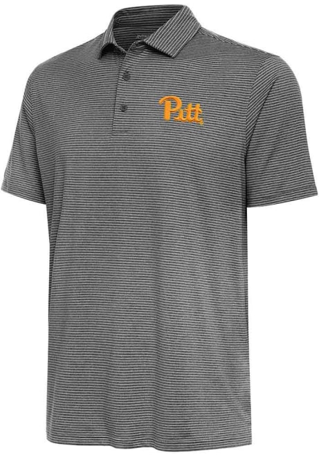 Mens Pitt Panthers Black Antigua Scheme Short Sleeve Polo Shirt