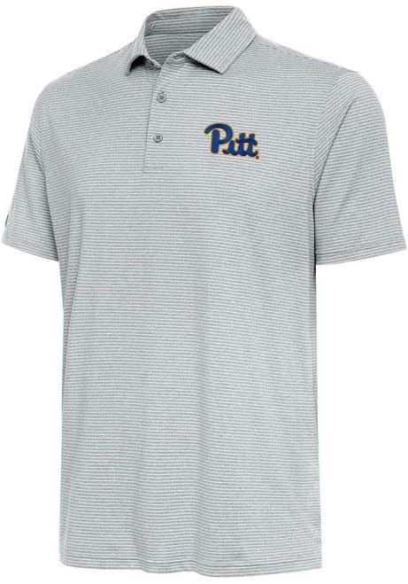 Mens Pitt Panthers Grey Antigua Scheme Short Sleeve Polo Shirt