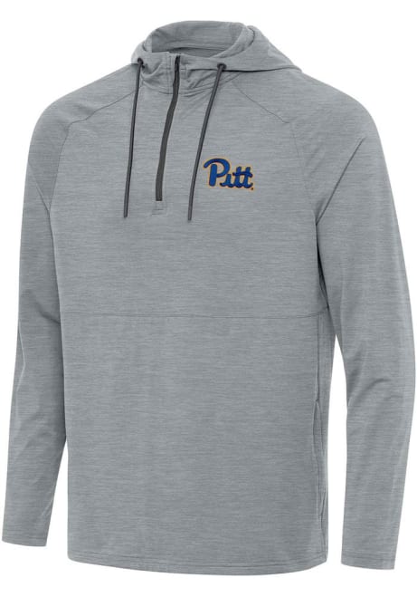 Mens Pitt Panthers Grey Antigua Spikes Qtr Zip Pullover