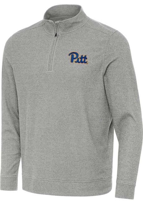 Mens Pitt Panthers Grey Antigua Subtle Qtr Zip Pullover