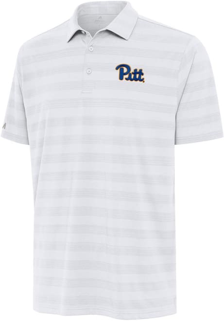 Mens Pitt Panthers White Antigua Tunnel Short Sleeve Polo Shirt