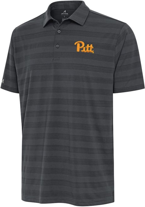 Mens Pitt Panthers Grey Antigua Tunnel Short Sleeve Polo Shirt