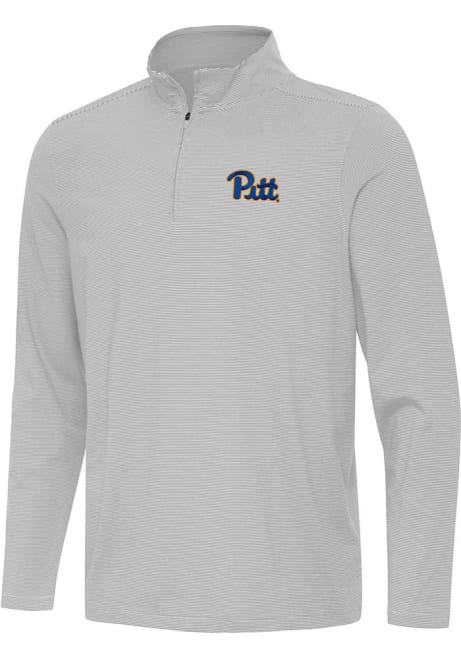 Mens Pitt Panthers Grey Antigua Twine Qtr Zip Pullover