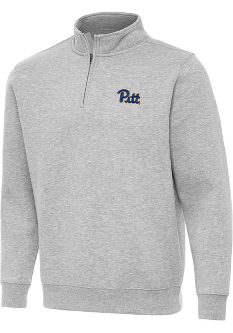 Mens Pitt Panthers Grey Antigua Victory Qtr Zip Pullover