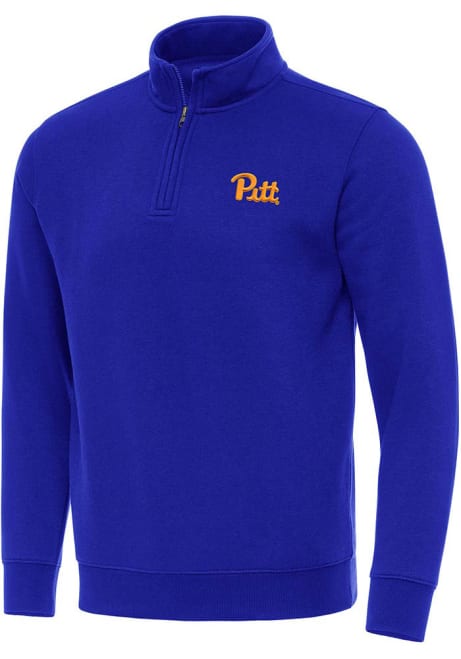 Mens Pitt Panthers Blue Antigua Victory Qtr Zip Pullover