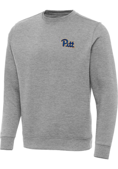 Mens Pitt Panthers Grey Antigua Victory Crew Sweatshirt