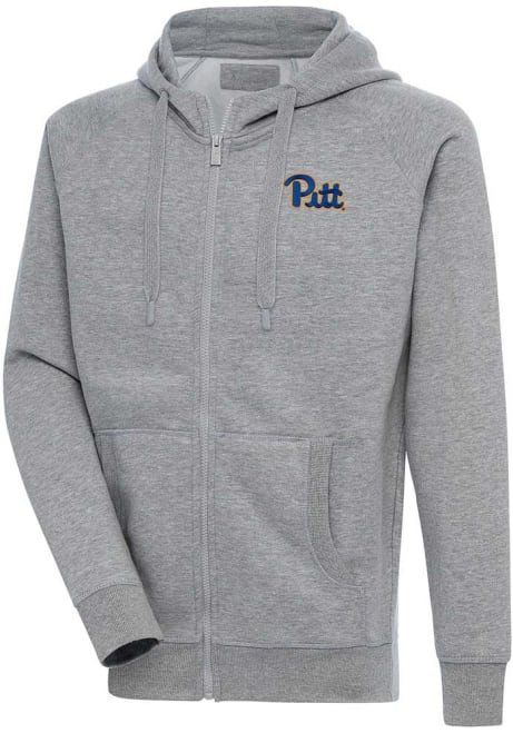 Mens Pitt Panthers Grey Antigua Victory Long Sleeve Full Zip Jacket