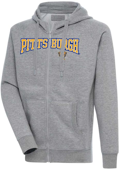 Mens Pitt Panthers Grey Antigua Split Victory Long Sleeve Full Zip Jacket