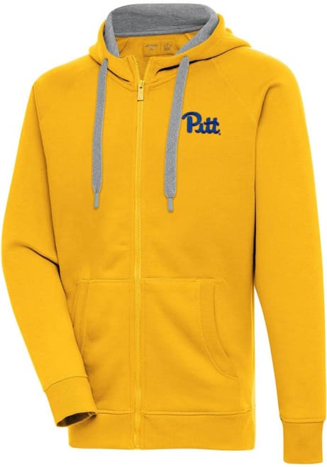 Mens Pitt Panthers Gold Antigua Victory Long Sleeve Full Zip Jacket