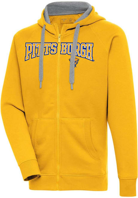 Mens Pitt Panthers Gold Antigua Split Victory Long Sleeve Full Zip Jacket