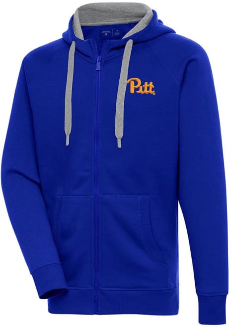 Mens Pitt Panthers Blue Antigua Victory Long Sleeve Full Zip Jacket