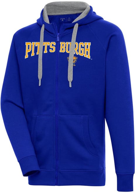 Mens Pitt Panthers Blue Antigua Split Victory Long Sleeve Full Zip Jacket