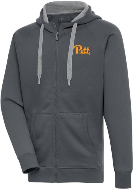 Mens Pitt Panthers Charcoal Antigua Victory Long Sleeve Full Zip Jacket