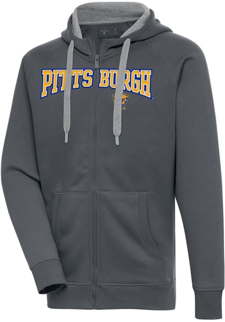 Mens Pitt Panthers Charcoal Antigua Split Victory Long Sleeve Full Zip Jacket