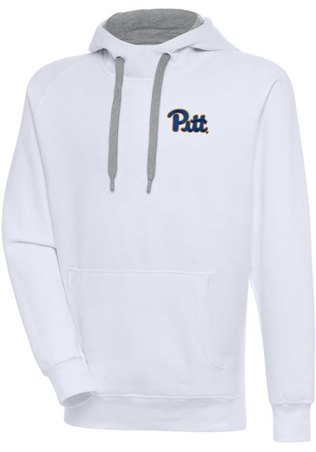 Mens Pitt Panthers White Antigua Victory Hooded Sweatshirt