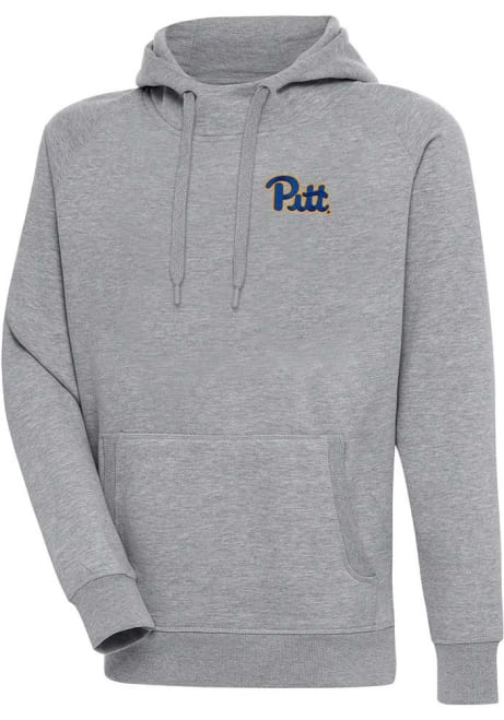 Mens Pitt Panthers Grey Antigua Victory Hooded Sweatshirt