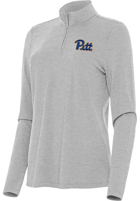 Womens Pitt Panthers Grey Antigua Bright Qtr Zip