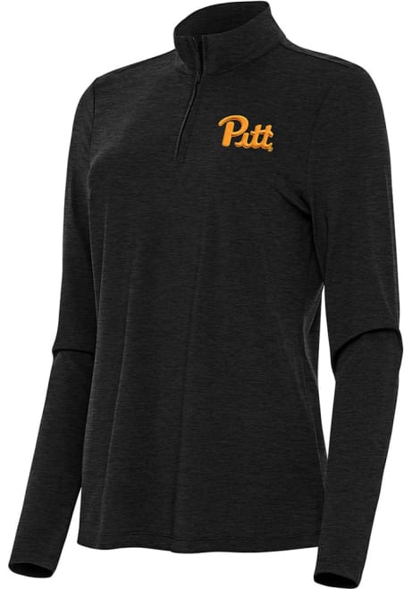 Womens Pitt Panthers Black Antigua Bright Qtr Zip