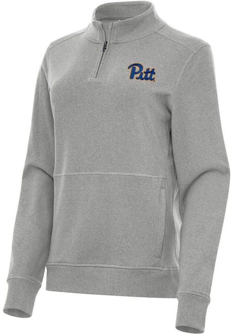 Womens Pitt Panthers Grey Antigua Crush Qtr Zip