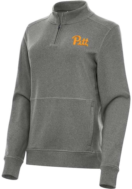 Womens Pitt Panthers Black Antigua Crush Qtr Zip