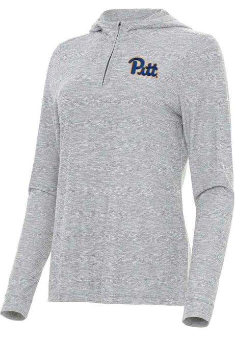 Womens Pitt Panthers Grey Antigua Daybreak Qtr Zip