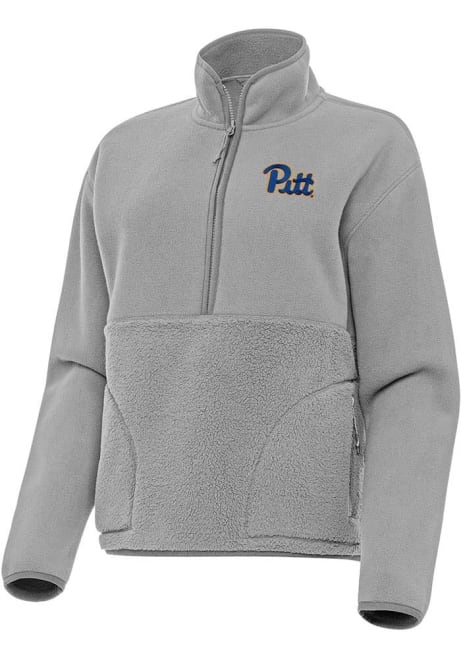 Womens Pitt Panthers Grey Antigua Figure Qtr Zip