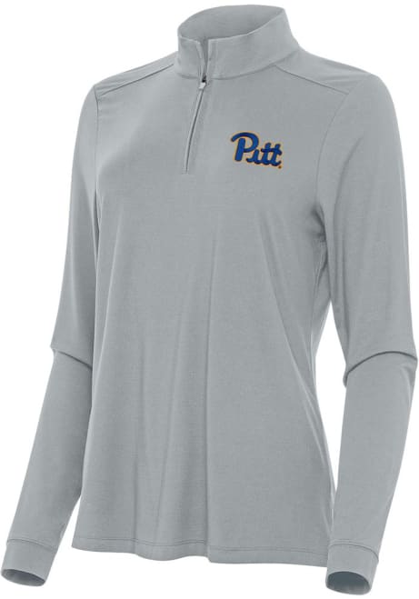 Womens Pitt Panthers Grey Antigua Intent Qtr Zip