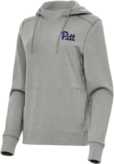 Womens Pitt Panthers Grey Antigua Justice Hooded Sweatshirt