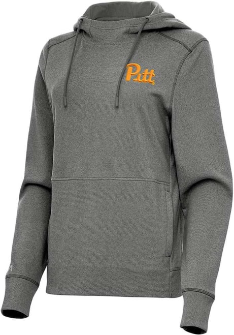 Womens Pitt Panthers Black Antigua Justice Hooded Sweatshirt