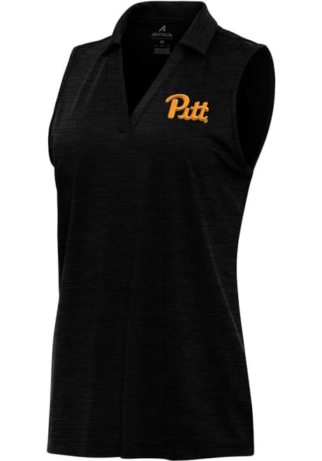 Womens Pitt Panthers Black Antigua Layout Polo Shirt