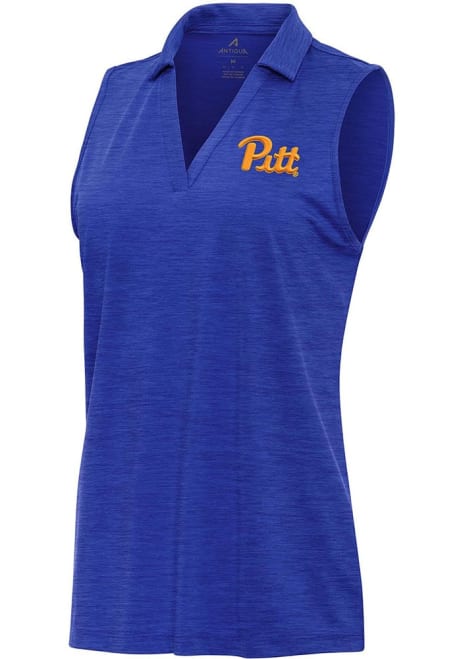 Womens Pitt Panthers Blue Antigua Layout Polo Shirt